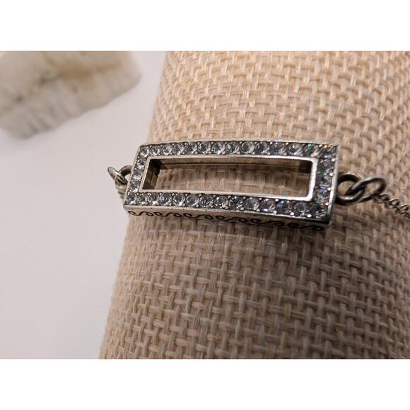 Brighton Rectangle Crystal Accent Adjustable Silver Tone Bracelet - Picture 8 of 15